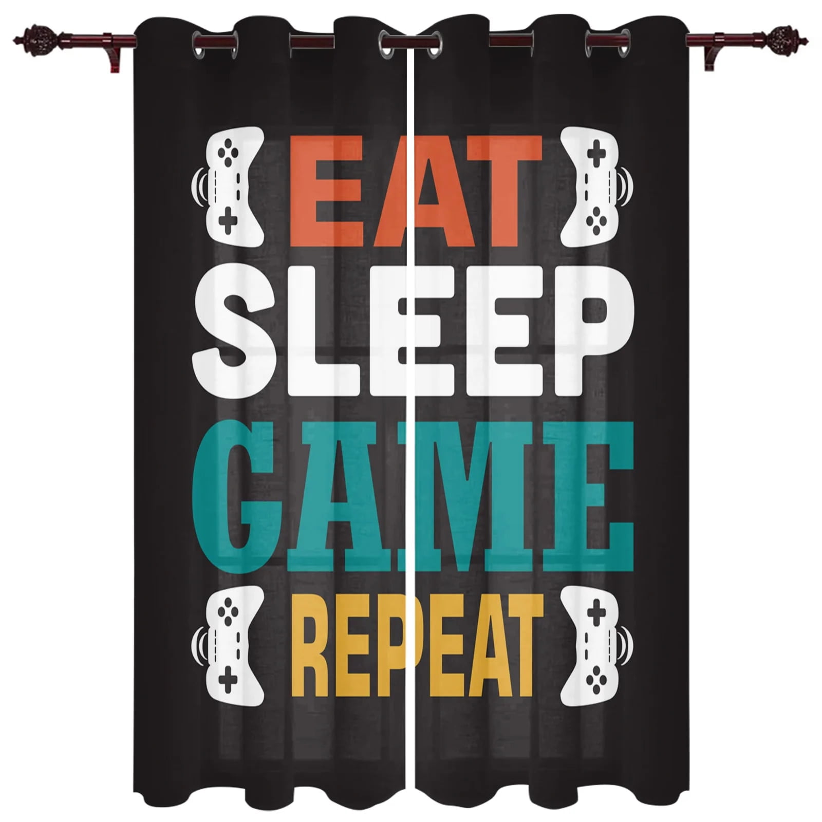 Gamepad Computer Keyboard Window Curtains for Living Room Kitchen ...