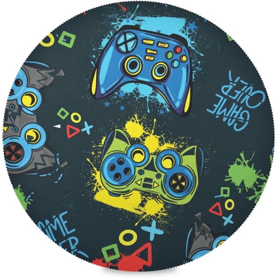 Gamepad Controller Round Placemats Washable Placemats Non-Slip Heat-Resistant Table Place Mats for Dining Kitchen Holiday Party Table Decoration 15.4"-6PCS Table Mat