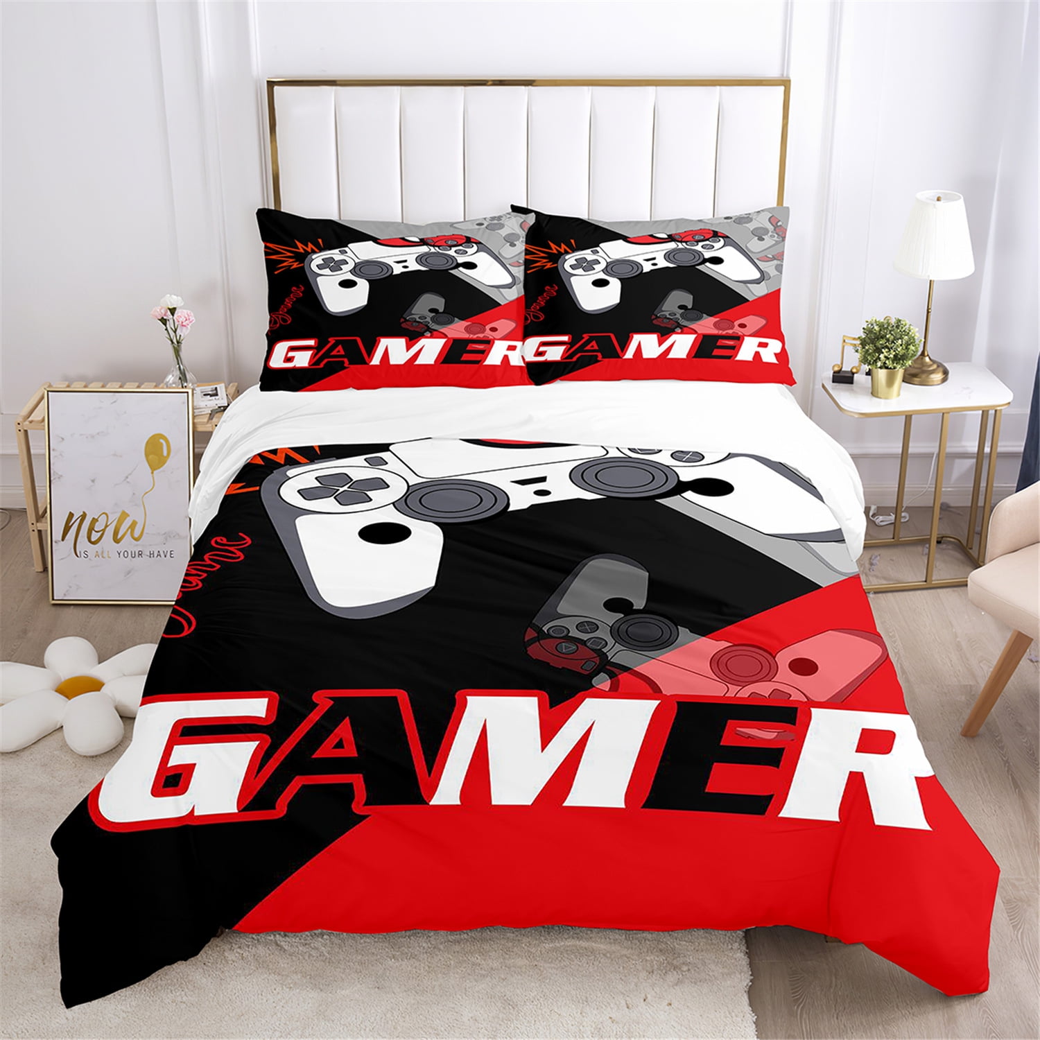 Gamepad Duvet Cover Sets 3 Pieces Rainbow Tie Dye Bedroom Decoration