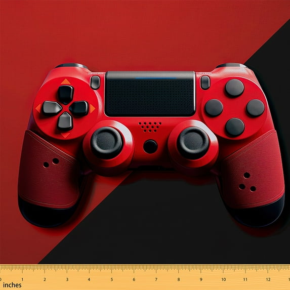 Gamepad Fabric By The Yard,Games Upholstery Fabric,Video Game Console DIY Gamer Material By The Yard,3D Gaming Entertainment Decorative Fabric,Black Red,5 Yards