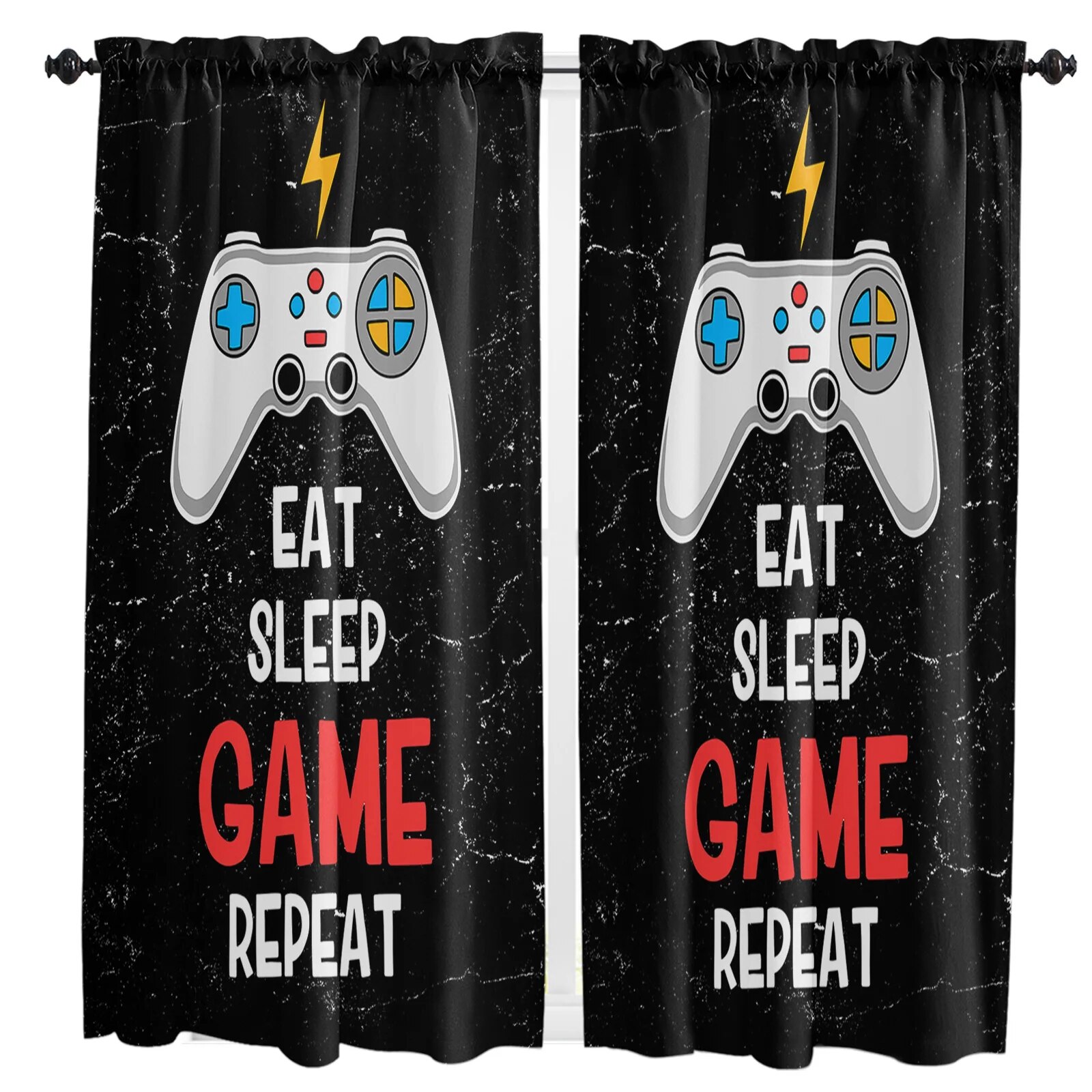 Gamepad Funny Quotes Small Curtain Rod Pocket Short Curtains Half