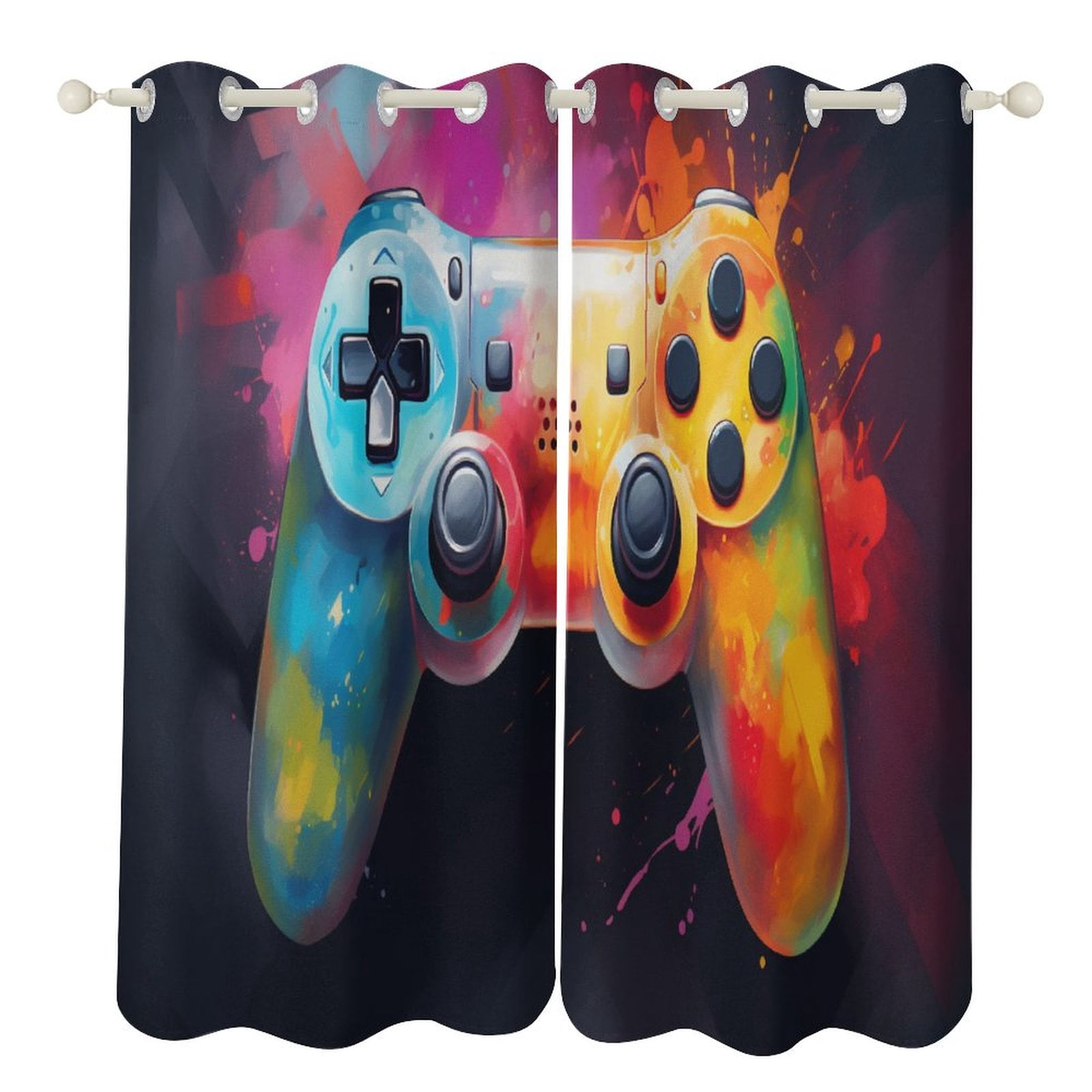 Gamepad Game Colorful Game Controller Curtains 2 Panels Set Blackout ...