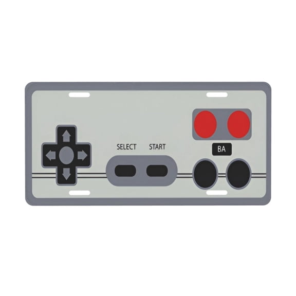 Gamepad Game Console License Plate with 4 Holes,Novelty Aluminum Metal Car Plate Vanity Tag Decorative Car Front Accessories for Women Men,6"x12"