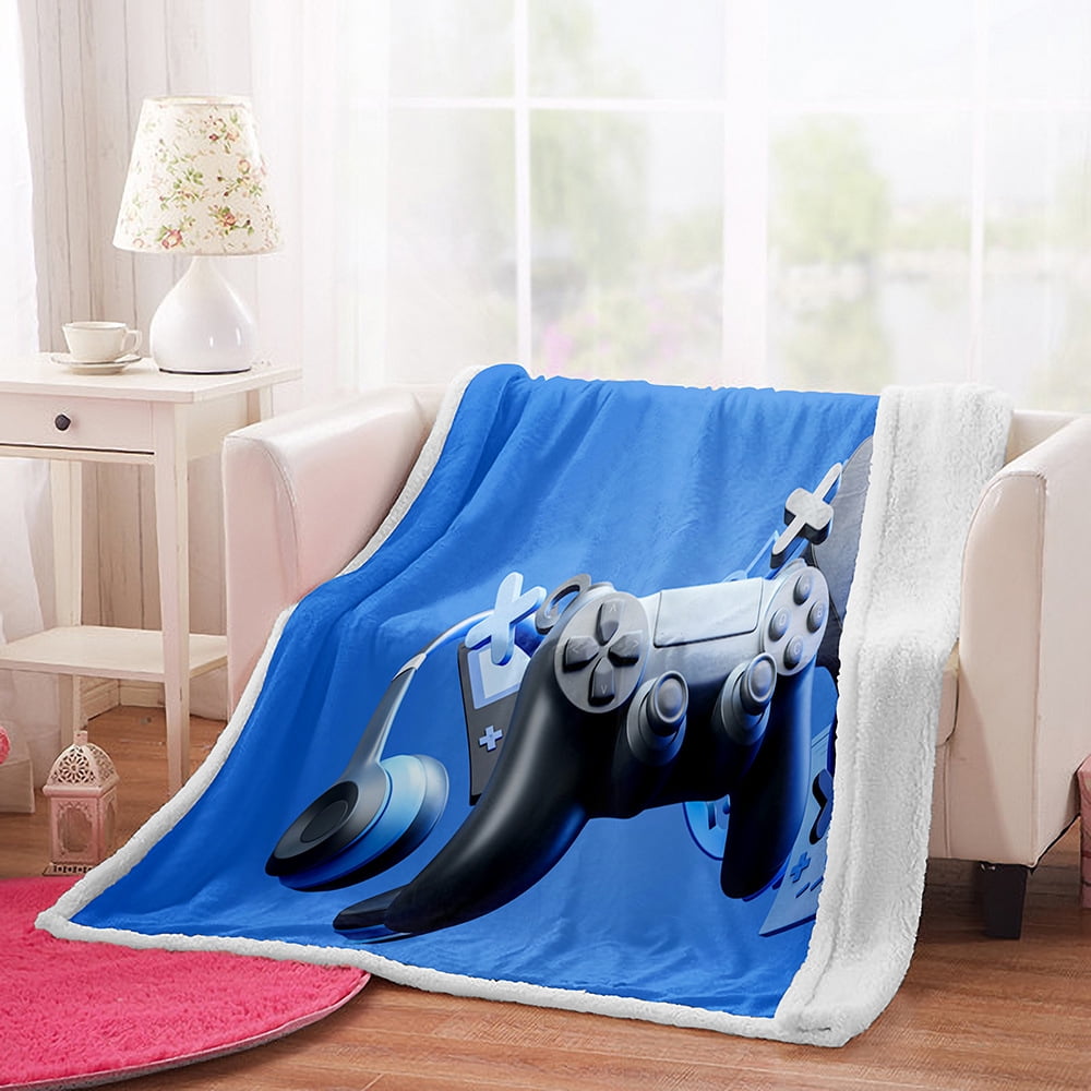 Gamer Boys Throw Blanket Gaming Video Games Bed Blanket for Teens Kids Game Room Decor Plush Blanket Novelty Gamepad Action Buttons Joysticks Soft Fuzzy Sherpa Throw Blanket Camping Blankets Walmart.c...