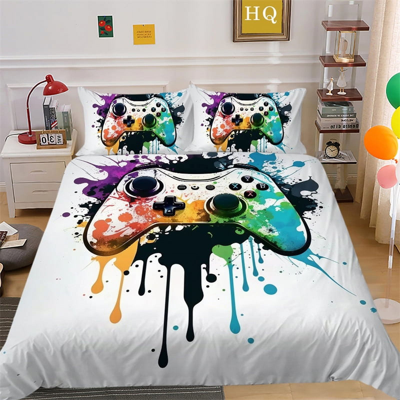 Gamepad Print Bedding Comforter Set Twin Full Queen King Size Colorful