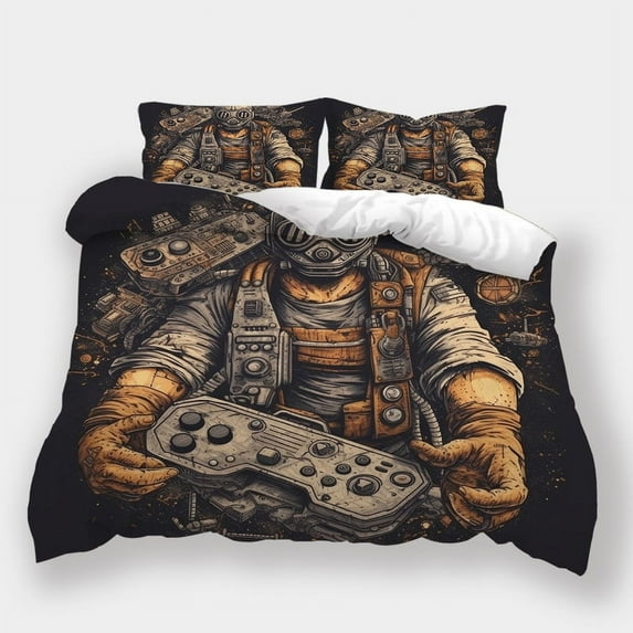 Gamepad Printed Duvet Cover Set with Pillowcase Kids Adult Skin-friendly Bedspreads Bed Set,Queen (90"x90")