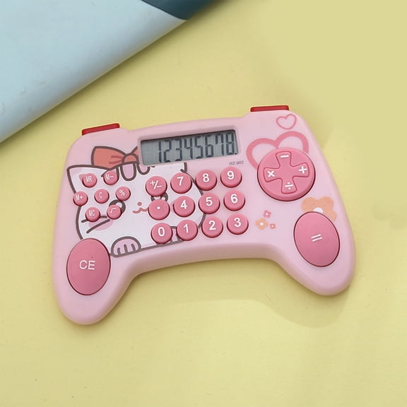 Gamepad-Style Portable Calculator for Students - Lightweight Plastic, Ideal for Homework, Office Use, and Travel Pink