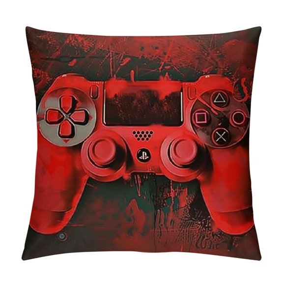 Gamepad Throw Pillow Covers Soft Gaming Pillow Cases Cushion Covers for Living Room Bedroom Game Sports Black and Red Frog Style Decorative Throw Pillowcases for Sofa Couch Chair