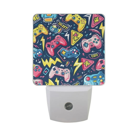 Gamepad and Lightning Night Light 2 Pack LED Nightlight Plug into Wall Dusk to Dawn Sensor Soft White