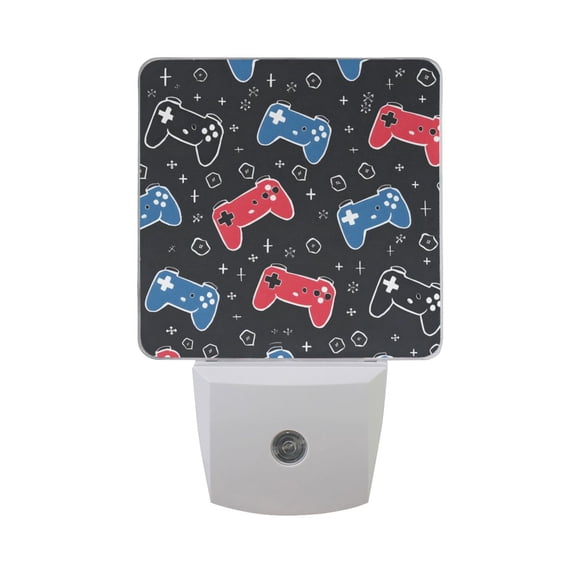 Gamepad in Black Blue Red LED Night Light with Smart Sensor Plug Into Wall Dusk to Dawn 2 packs