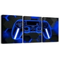 thumbnail image 1 of Gamer 3 Canvas Wall Art for Living Room Bedroom, Gaming Office Decorations Artwork Posters for Kids Boys Girls Teens Decor Teal and Black Game Console Painting Gamepad Honeycomb, 1 of 6