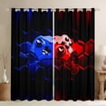 thumbnail image 1 of Gamer 30%-50% Blackout Curtains,Gaming Curtains Cool Video Game Black Bedroom Curtains Blue Red Geometric Honeycomb Window Curtains for All Season Gamepad Curtains,52"Wx63"L, 1 of 5