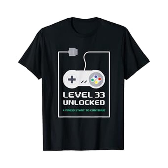 Gamer 33 Years Old 33rd Birthday Gift Level 33 Unlocked T-Shirt