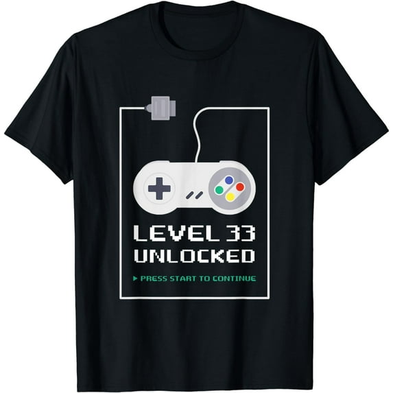 Gamer 33 Years Old 33rd Birthday Gift Level 33 Unlocked T-Shirt