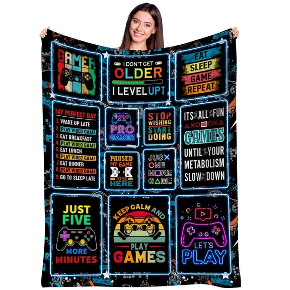 Gamer 60x80 Fleece Blanket, Gaming Game Blanket, Birthday Christmas Gamer Gift for Men Teens Boy