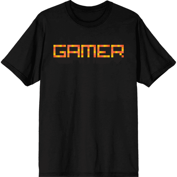 Gamer Adult Black Crew Neck Short Sleeve Tee-Small
