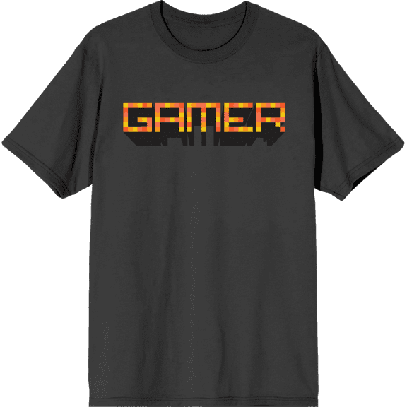 Gamer Adult Charcoal Crew Neck Short Sleeve Tee-Large