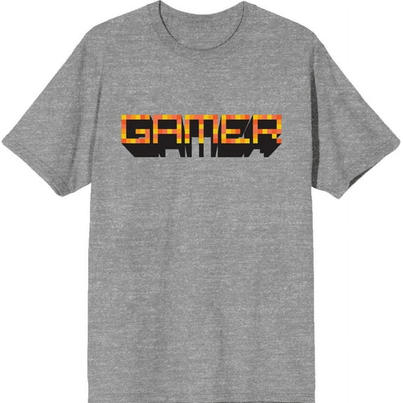 Gamer Adult Heather Gray Crew Neck Short Sleeve Tee-XL