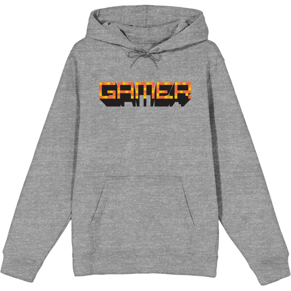 Gamer Adult Heather Gray Long Sleeve Hoodie-Medium