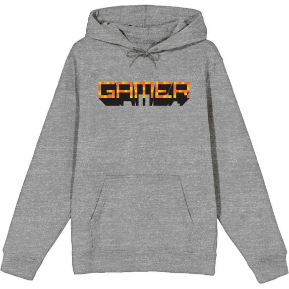 Gamer Adult Heather Gray Long Sleeve Hoodie-Medium