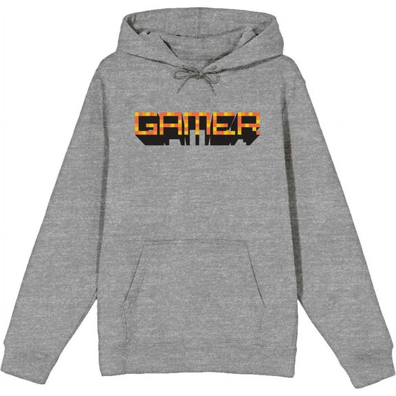 Gamer Adult Heather Gray Long Sleeve Hoodie-XL