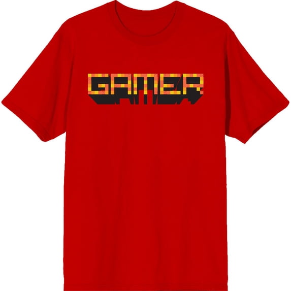 Gamer Adult Red Crew Neck Short Sleeve Tee-Medium