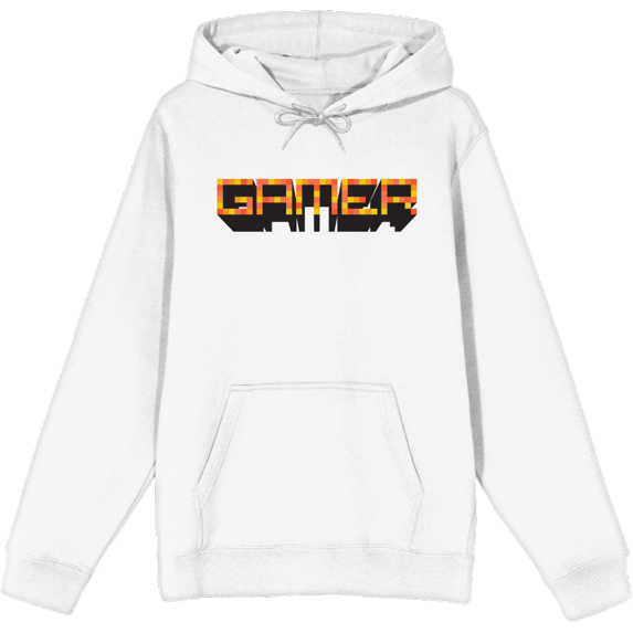 Gamer Adult White Long Sleeve Hoodie-3XL