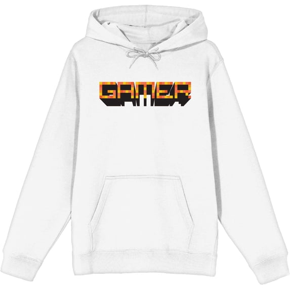 Gamer Adult White Long Sleeve Hoodie-Small