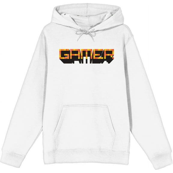 Gamer Adult White Long Sleeve Hoodie-XL