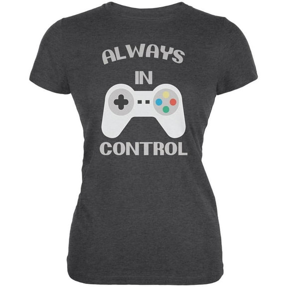 Gamer Always in Control Dark Heather Juniors Soft T-Shirt - Medium