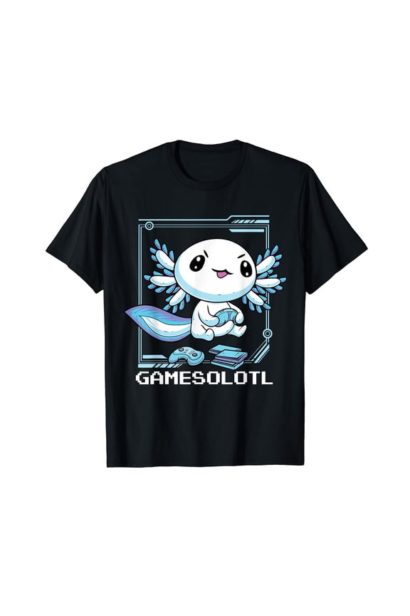 Gamer Axolotl Shirt Gamesolotl Fish Gaming Video Gamer Anime T-Shirt
