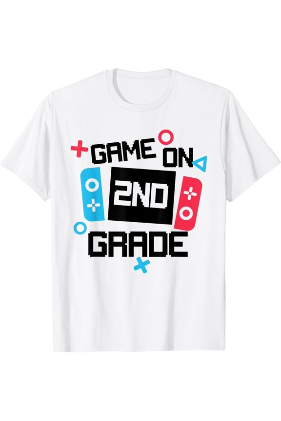 Gamer Back To School Shirt Boy Game On Second 2Nd Grade T-Shirt Size S-5XL