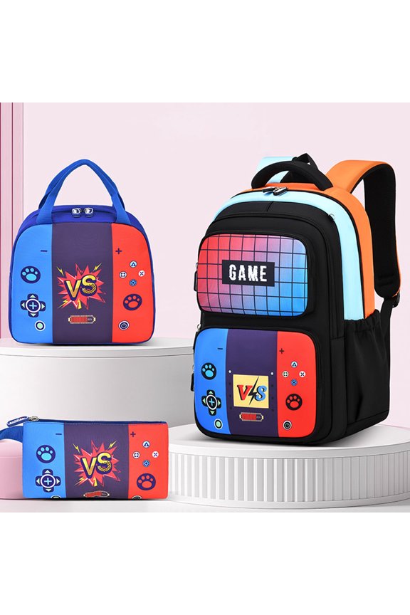 Gamer Backpack Set for Students, 3-Piece Lightweight Large Capacity Bag ,Game Controller Design for students,Back to School Gift