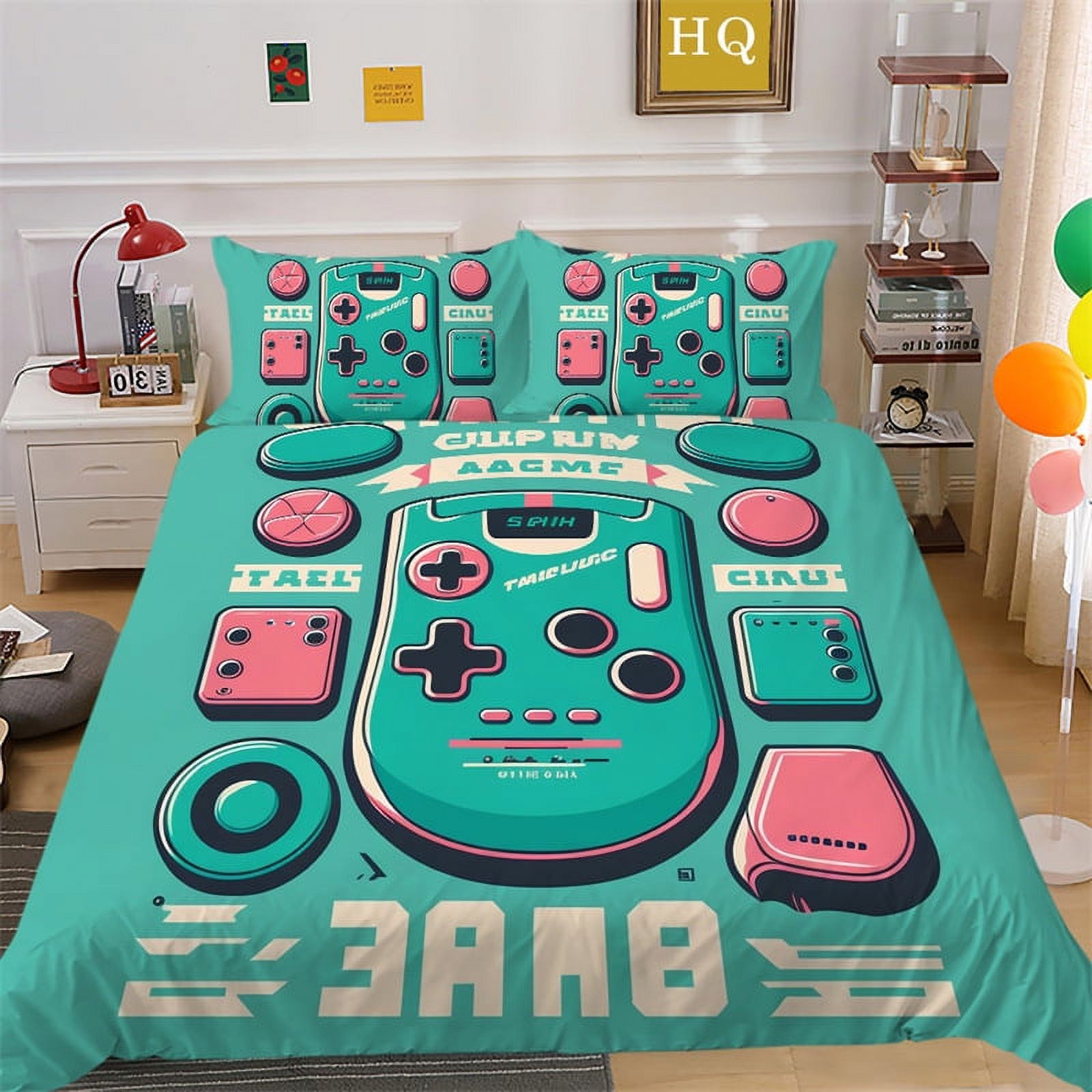 Gamer Bedding Set 3pcs for Kids Boys Teens Video Game Controller
