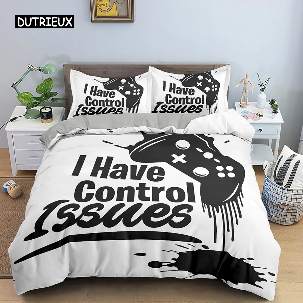 Gamer Bedding Set Retro Game Handle Duvet Cover Teen Boy Girl Polyester