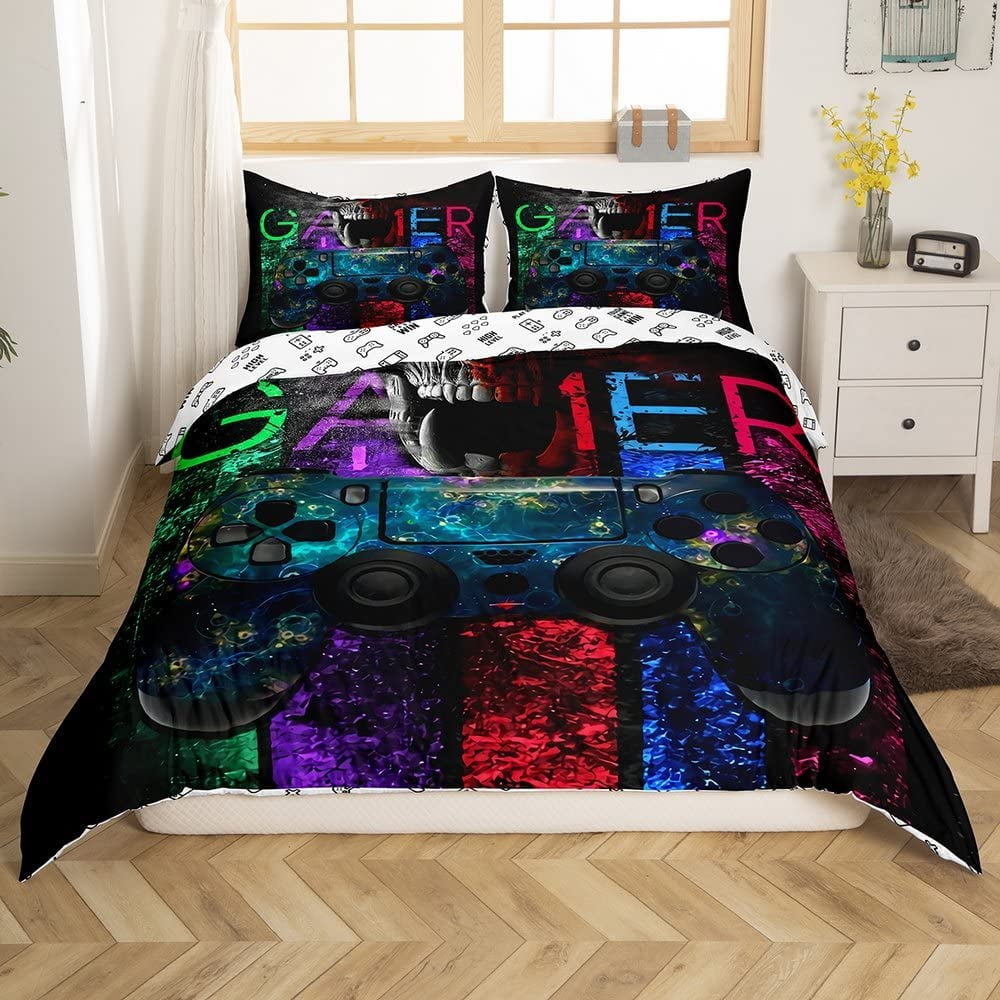 Gamer Bedding Sets for Boys,Gaming Duvet Cover Set,Gamer Room Decor ...