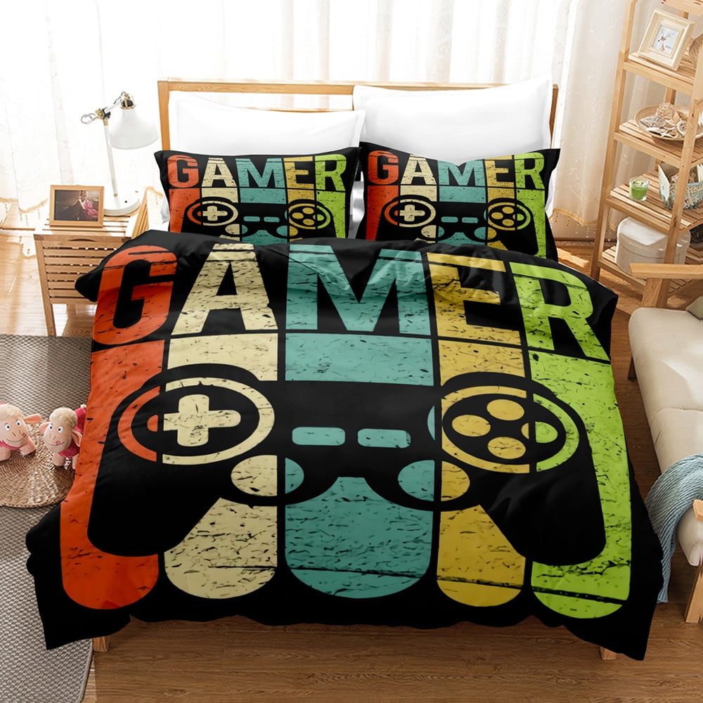 Gamer Bedding Sets for Boys,Gaming Duvet Cover Set Twin Size,Boys Video Games Comforter Cover