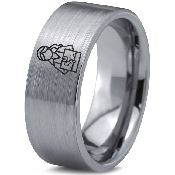 Tungsten Gamer Thin Grey Ring Valentines Mens Womens Gift Wedding Band Set His and Hers