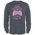 thumbnail image 1 of Gamer Birthday Level Up Pink Mens Long Sleeve T Shirt Charcoal 2XL, 1 of 1