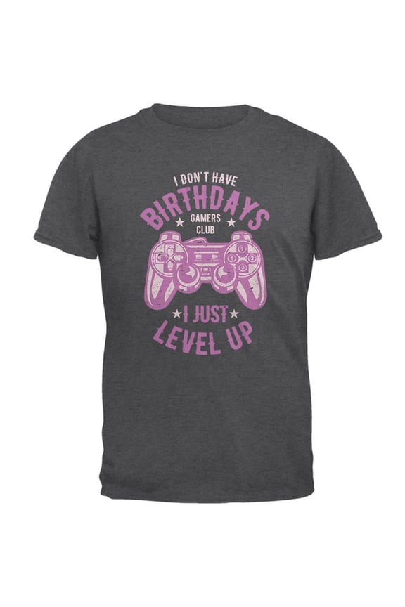 Gamer Birthday Level Up Pink Mens T Shirt Dark Heather MD