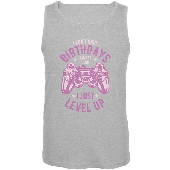 Gamer Birthday Level Up Pink Mens Tank Top Heather X-LG