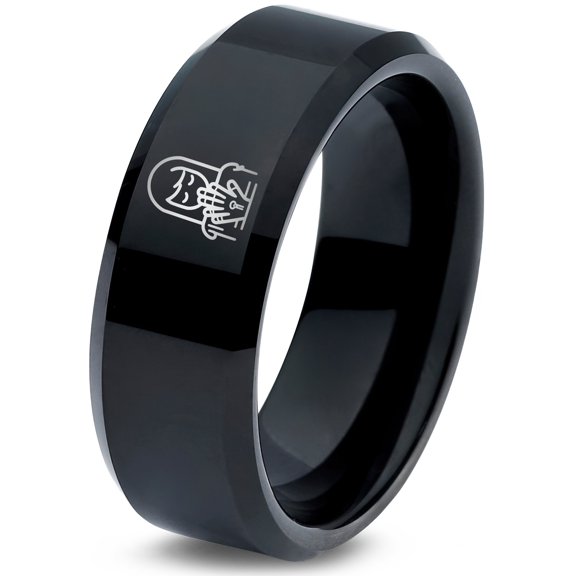 Gamer Black Chunky Rings for Men Tungsten Handmade Gift Trending Wedding Band Sets Anniversary Ring