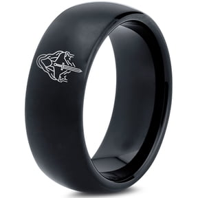 Gamer Black Embellished Engagement Gifts Tungsten Ring Unique Jewelry Womens Gift Script
