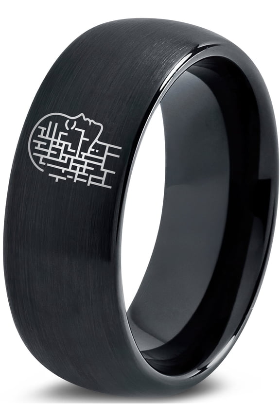 Gamer Black Embellished Tungsten Anniversary Gifts Best Friend Gift Boho Jewelry for Women Matching Wedding Rings