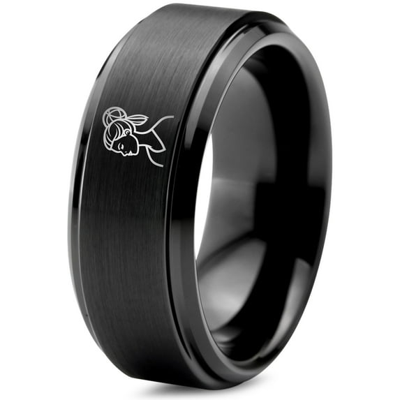Valentines Tungsten Gamer Black Chunky Rings for Men Grandma Gift 14th Anniversary Exotic
