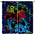 thumbnail image 1 of Gamer Blackout Curtains, Colorful Graffiti Neon Abstract Geometric Video Gamepad Print Rod Pocket Window Treatments Drapes for Boys Girls Teens Bedroom Living Room Playroom Decor 84x84in, 1 of 8