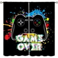 thumbnail image 1 of Gamer Blackout Curtains, Fun Colorful Graffiti Art Gamepad Neon Controller Print Rod Pocket Window Treatments Drapes for Boys Girls Teens Bedroom Living Room Playroom Decor 42x54in, 1 of 8
