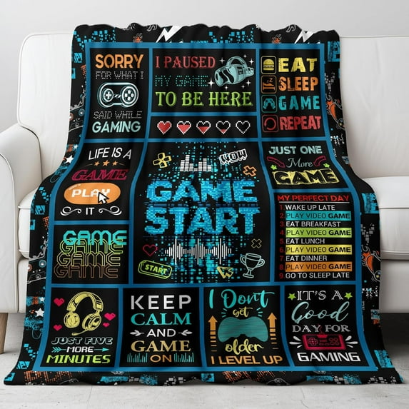Gamer Blanket Soft Gaming Blanket for Teens Adults Users Cozy for Couch Sofa Bed Ideal Gamer Gift and Room Decor(50x60 Inch)