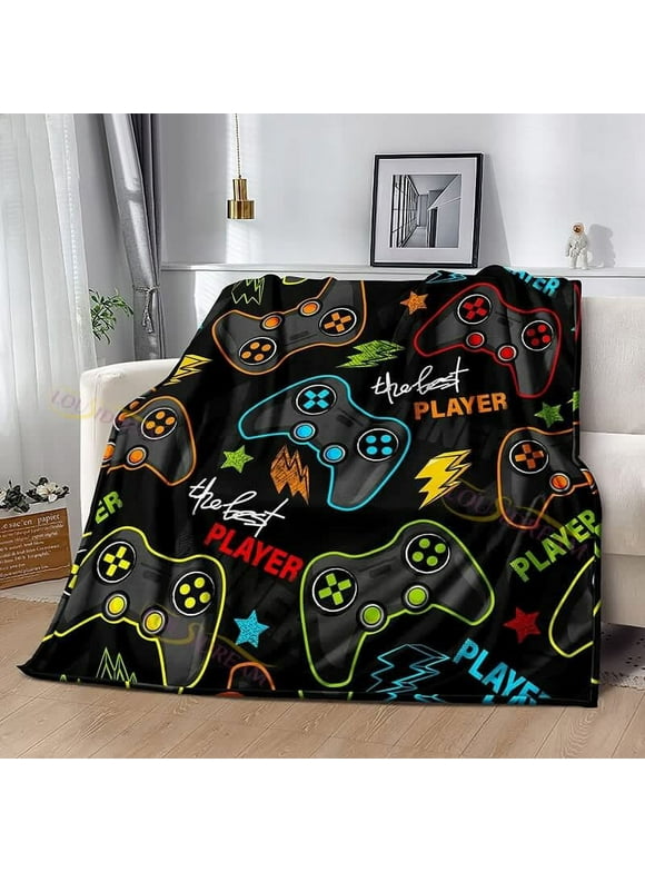 Gamer Blanket Video Game Themed Blankets Soft Warm Gamer Bedding Gamer Gifts Gamer Room Decor for Boys Kids Adults Playstation Blanket Fleece Throw Blanket Suit for Couch Sofa Bed