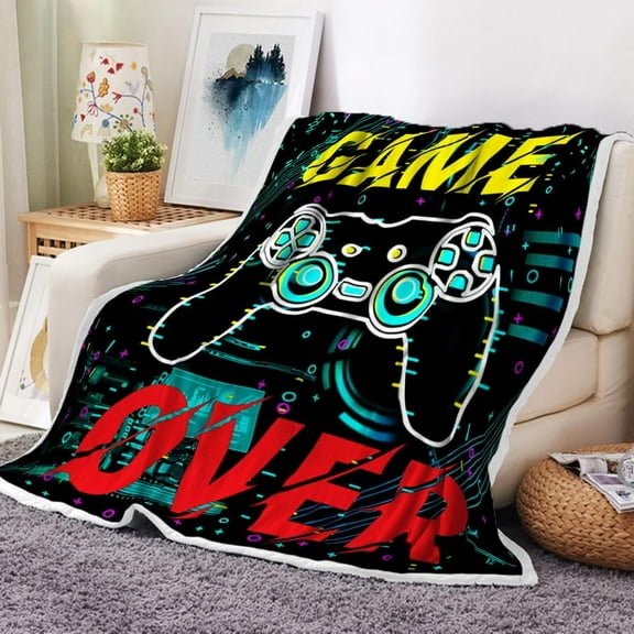Gamer Blankets, Gaming Blanket for Boys, Soft Flannel Throw Blanket for Funny Kids and Adult Gamer Gifts, Video Gaming Lover Gamer Decor for Boyfriend Room Accessories Blanket 50X60IN